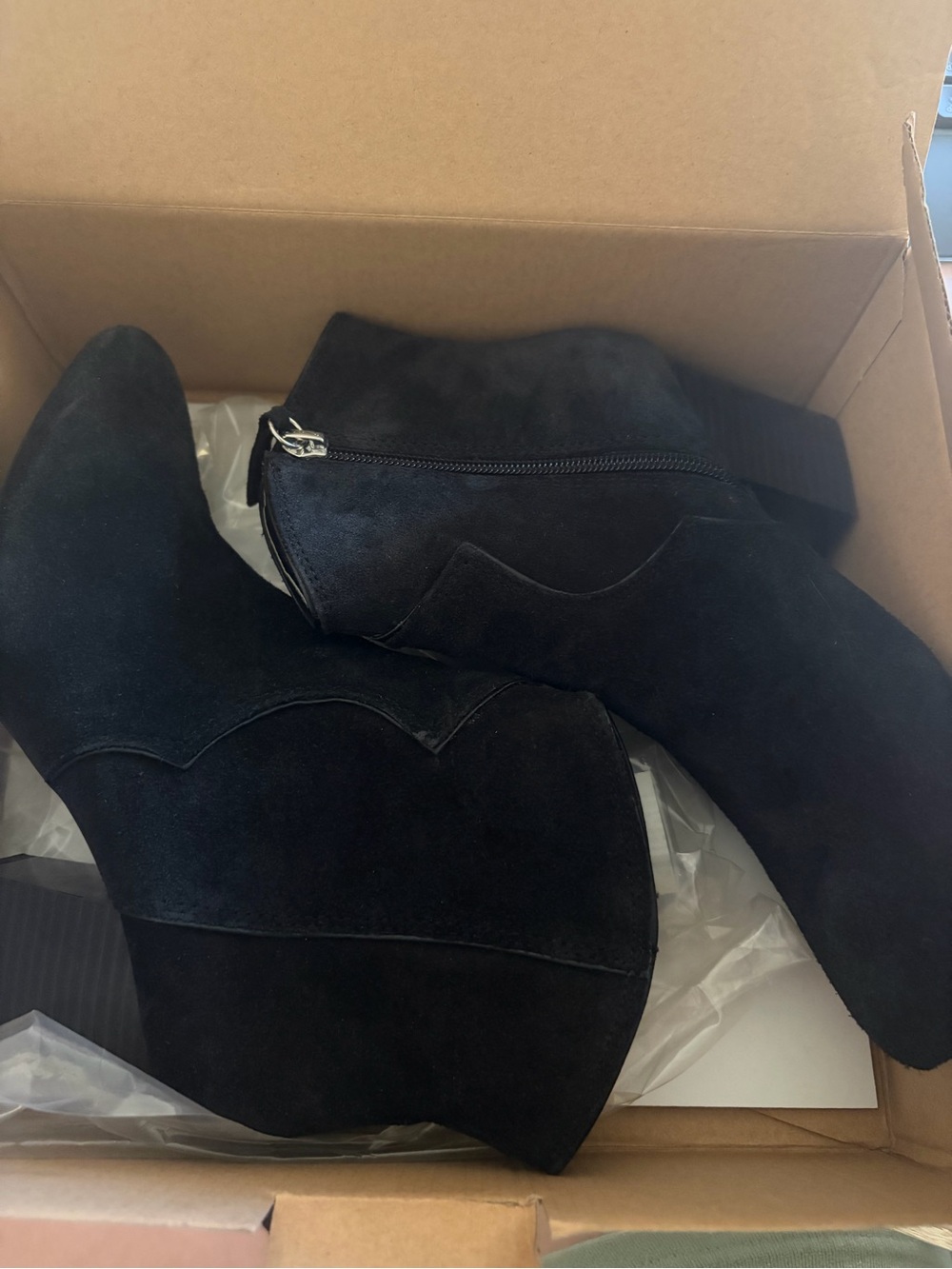 Black Suede Wedge Ankle Boots
